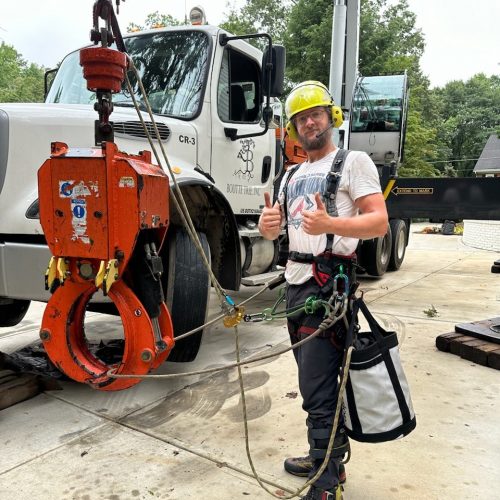 Josh in Atlanta, preparing for a crane job